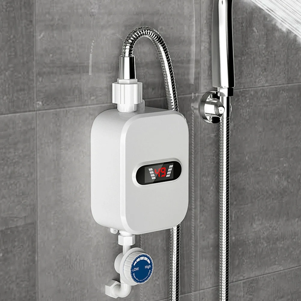 Calentador de agua instantáneo ducha 220V grifo de baño calentador de agua caliente 3500W pantalla Digital enchufe de la UE