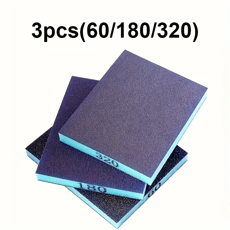 

3pcs sandpaper sponge, coarse sand, medium sand, fine sand brick sandpaper, suitable for metal, wood, glass, washable and reusab