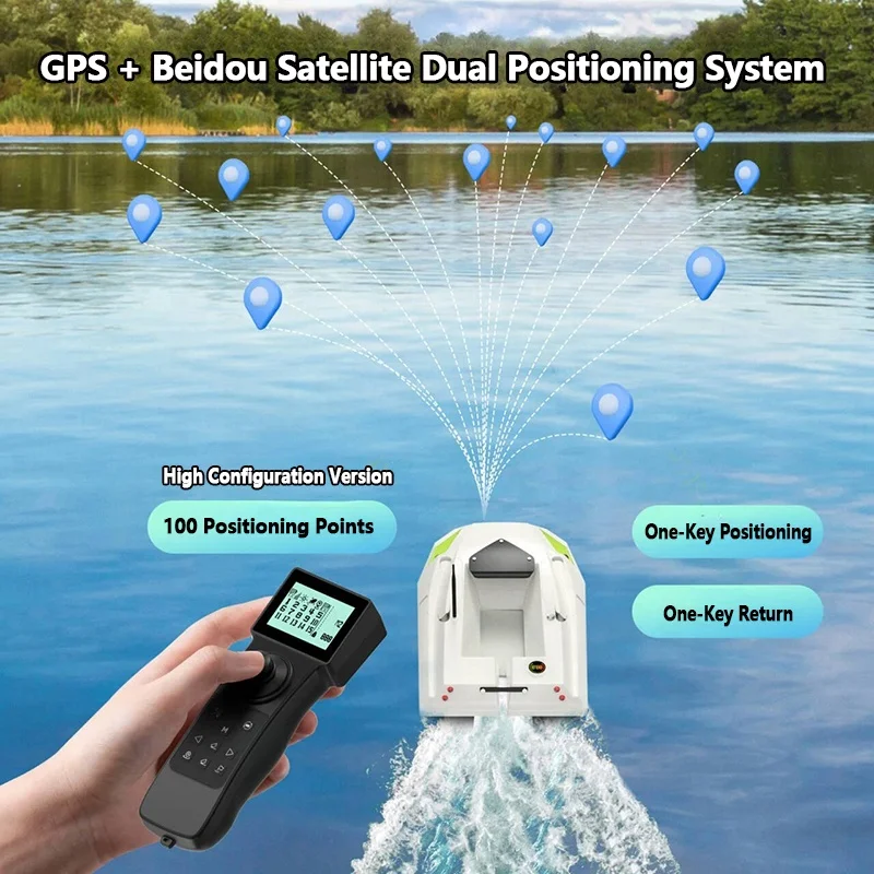

Durable ABS 12V Electric Baitboat RC Fishing Bait Boat Long Runtime 500m Remote Control Dual Antenna Powerful 590 Brushed Motor