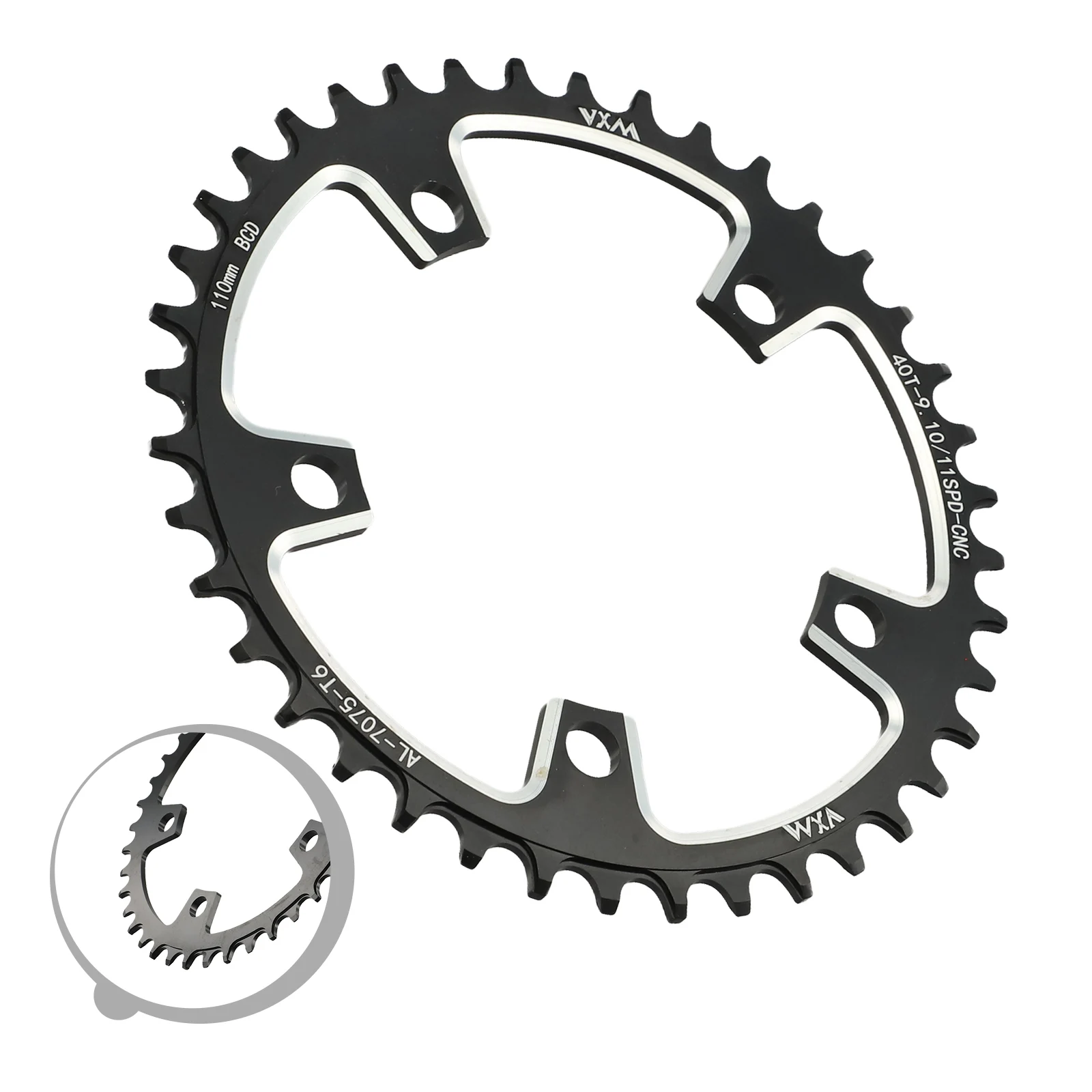 

Прочный компонент шоссейного велосипеда, одинарная алюминиевая звездочка с ЧПУ, предназначенная для всех основных брендов с безопасной настройкой с пятью болтами