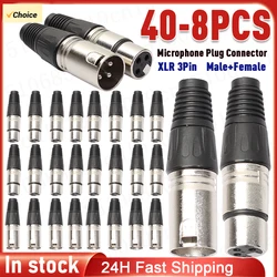 40-8pcs 3Pin XLR Audio Cable Connector Microphone Wire Connector Socket MIC Male Plug Female Jack Power Adapter Accessories