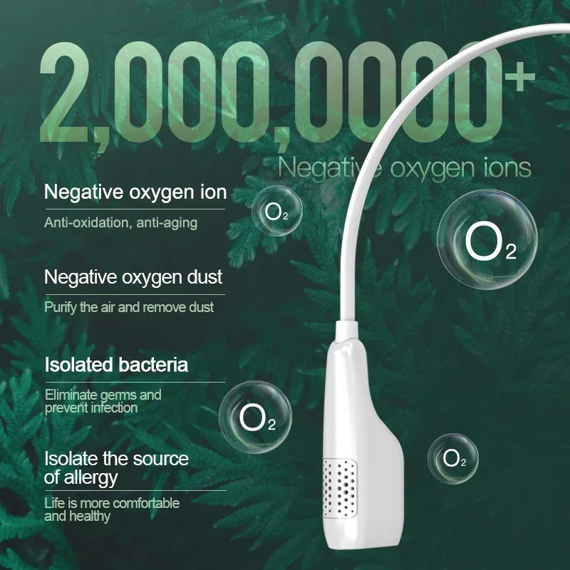 أنيون لتنقية الهواء قلادة يمكن ارتداؤها مولد الأيونات السالبة الهواء المؤين المعطر الأكسجين معلقة الرقبة المحمولة سيارة الهواء الأنظف