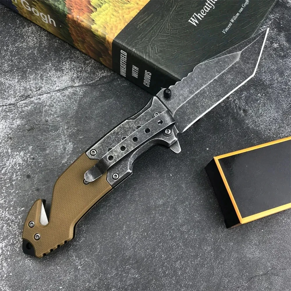 Outdoor military tactical knife, portable pocket knife, sharp cutting knife, camping hunting knife, survival knife