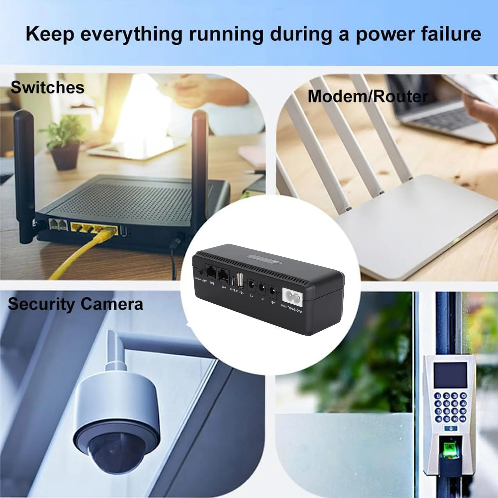 8800mAh UPS بطارية احتياطية POE 15 فولت 24 فولت منفذ USB 5 فولت 9 فولت 12 فولت إخراج إمدادات الطاقة غير المنقطعة UPS صغير UPS بطارية احتياطية UPS #5