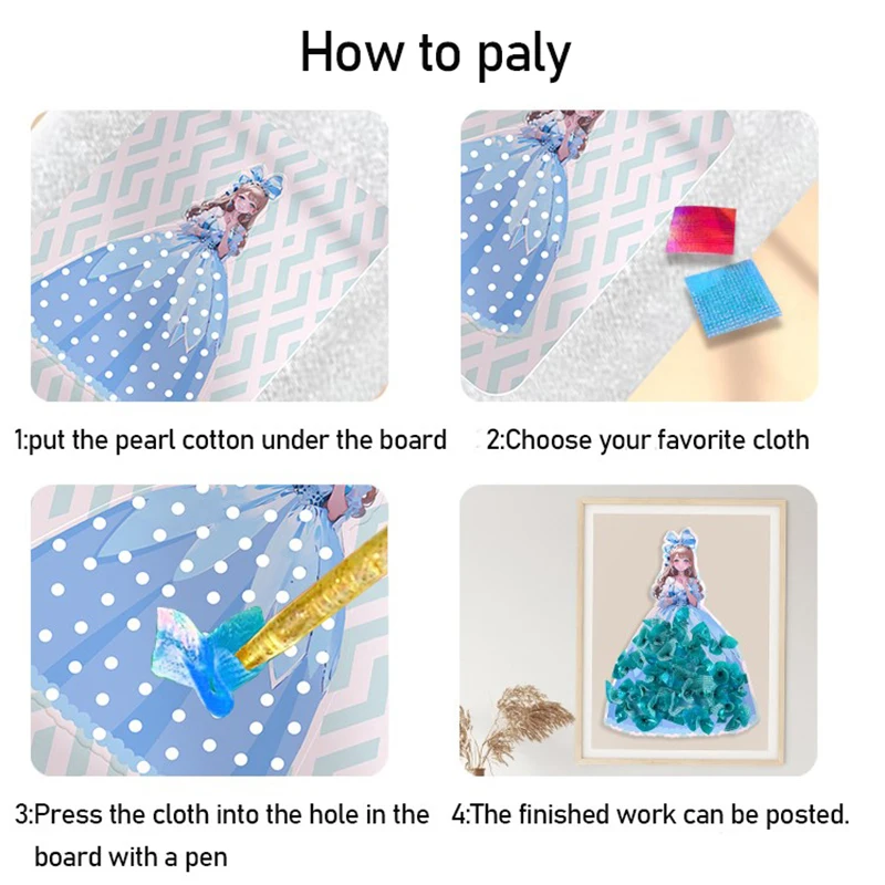 DIY Craft Kits Handmade Princess Dress 3D Pasted Painting Creative Toys Dress Up Doll With Colorful Princess Dress For Kids Gift