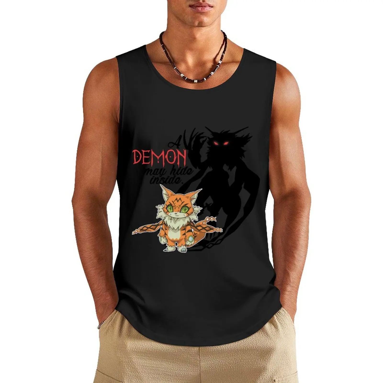 A Demon May Hide Inside Tank Top Man sleeveless shirt bodybuilding gym for men