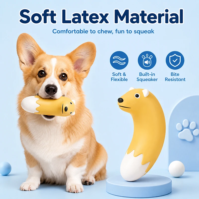 Squeaky Latex Dog Toy Bite Resistant Chew Toy Cute Fun Pet Toy for Dogs Interactive Puppy Chew Toys Dog Accessories - view 2