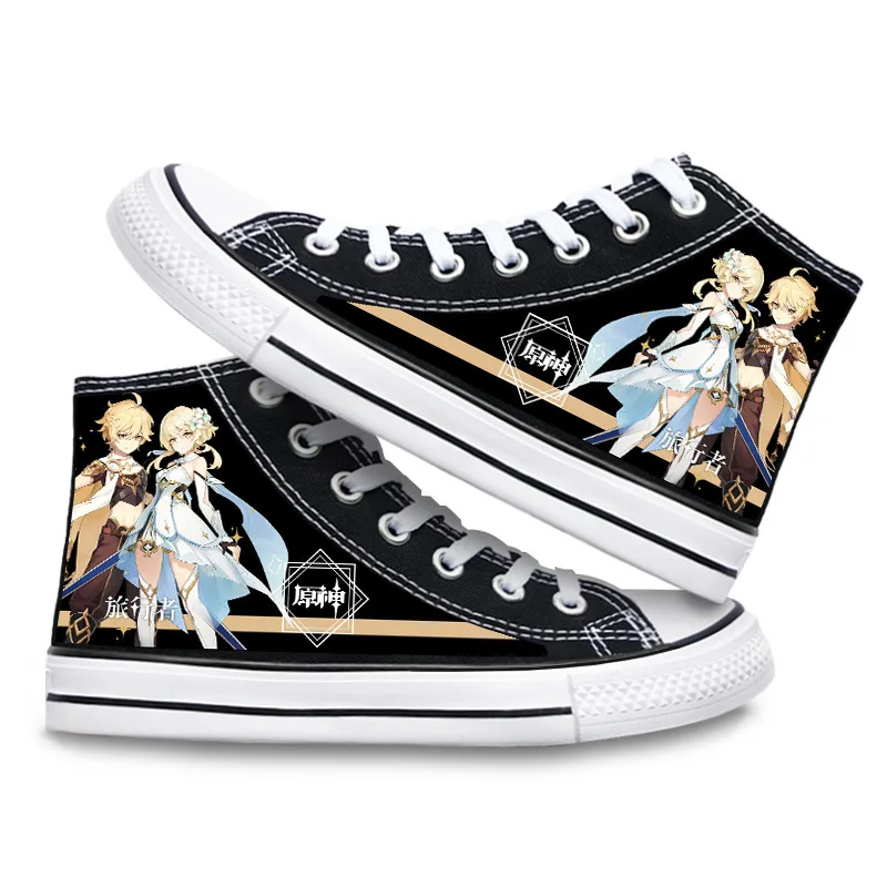 Genshin Impact Canvas Shoes High Top Sneaker 3D Print Cosplay Costume for Boys Girls Studebts Kawaii Shoes Anime Kids Gifts