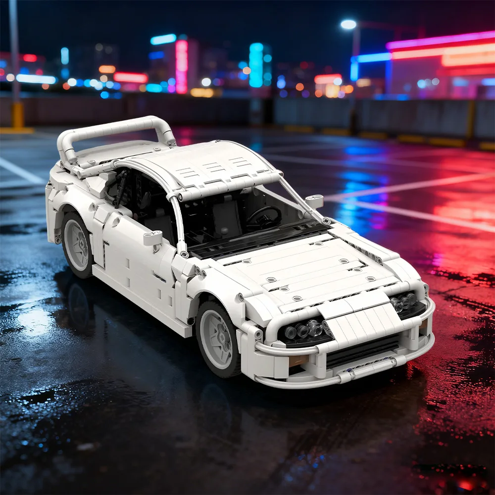 

Gobricks MOC Toyotaed Supra MK4 (1:12) White Car Building Blocks Model Supra MK4 White Manual Car Bricks Assembly Toys Kids Gift