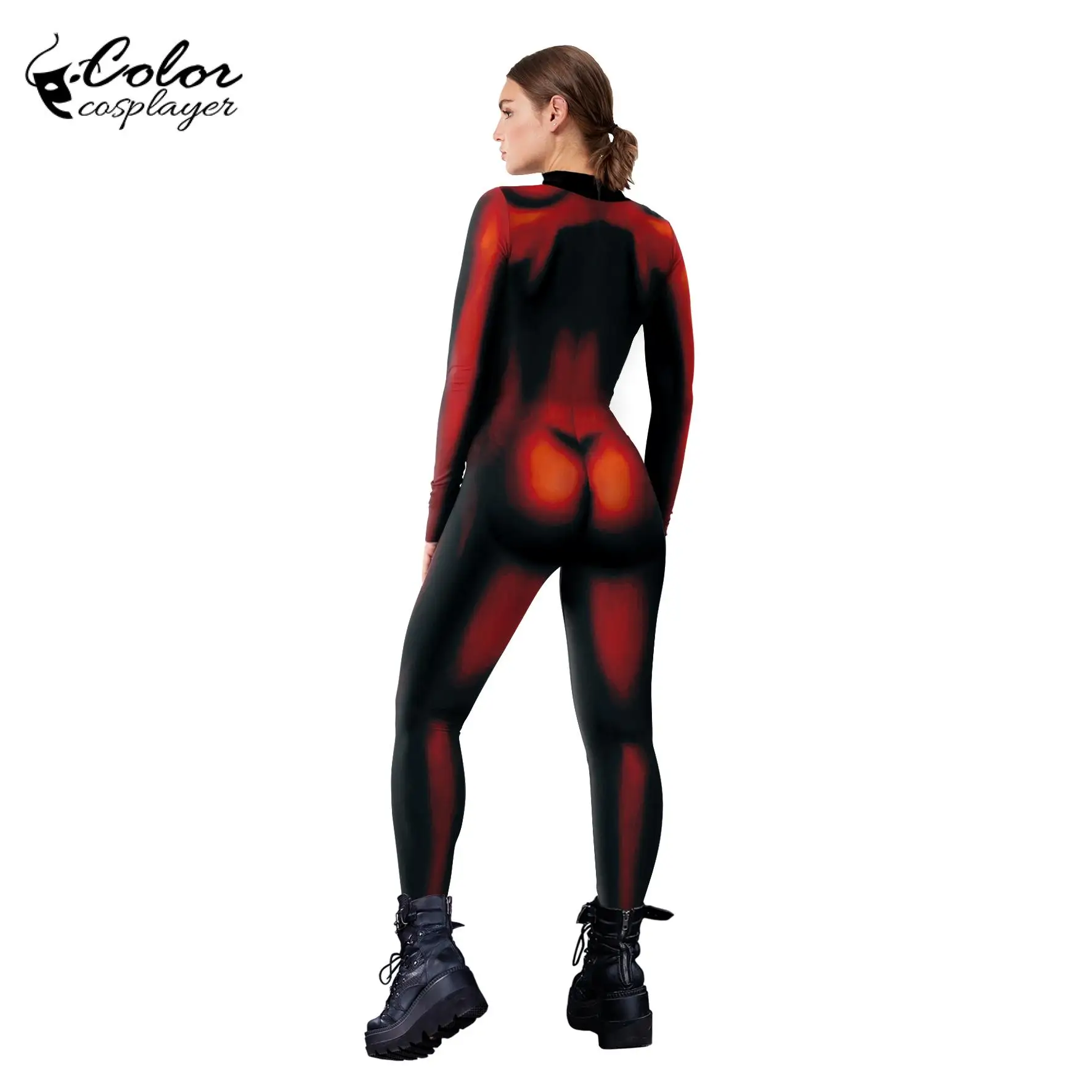 Color Cosplayer Peculiar Sexy Women Jumpsuit Halloween Party Cosplay Costume Adult Gothic Catsuits 3D Printing Women Bodysuit