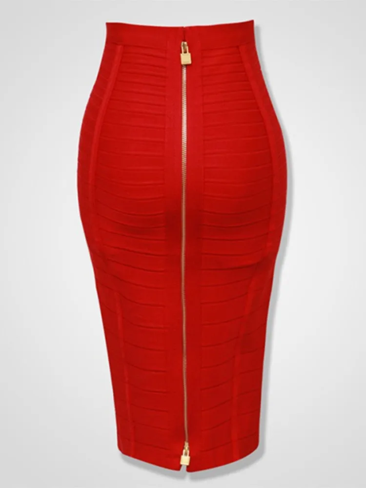 Envío Gratis talla grande XL XXL moda de verano Sexy falda vendaje con cremallera 2022 diseñador una línea ceñido al cuerpo falda lápiz Faldas 58cm