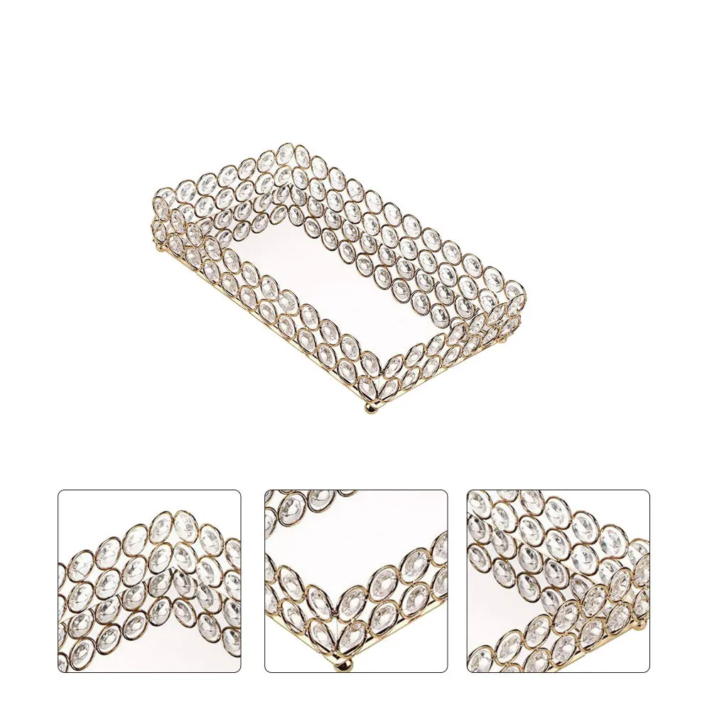 

Mirror Surface Crystal Tray Jewelry Organizer Vanity Tray for Cosmetics Perfume Makeup Dressing Table Storage