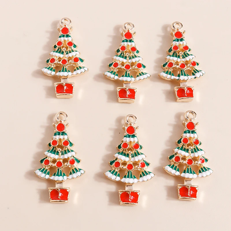 20 Stück gemischte niedliche Emaille-Weihnachtsbaum-Anhänger für die Schmuckherstellung, Tropfenohrringe, Halsketten, Armbänder, DIY-Bastelzubehör – Detail 17