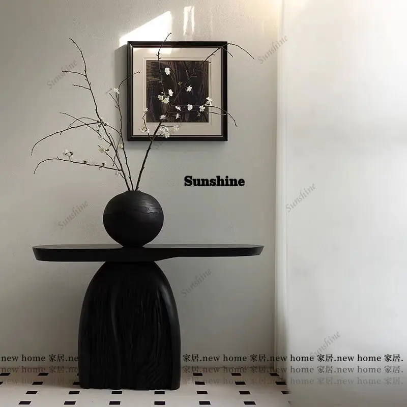 Wabi-sabi wind entrance table retro decorative cabinet entry strip case model room entrance