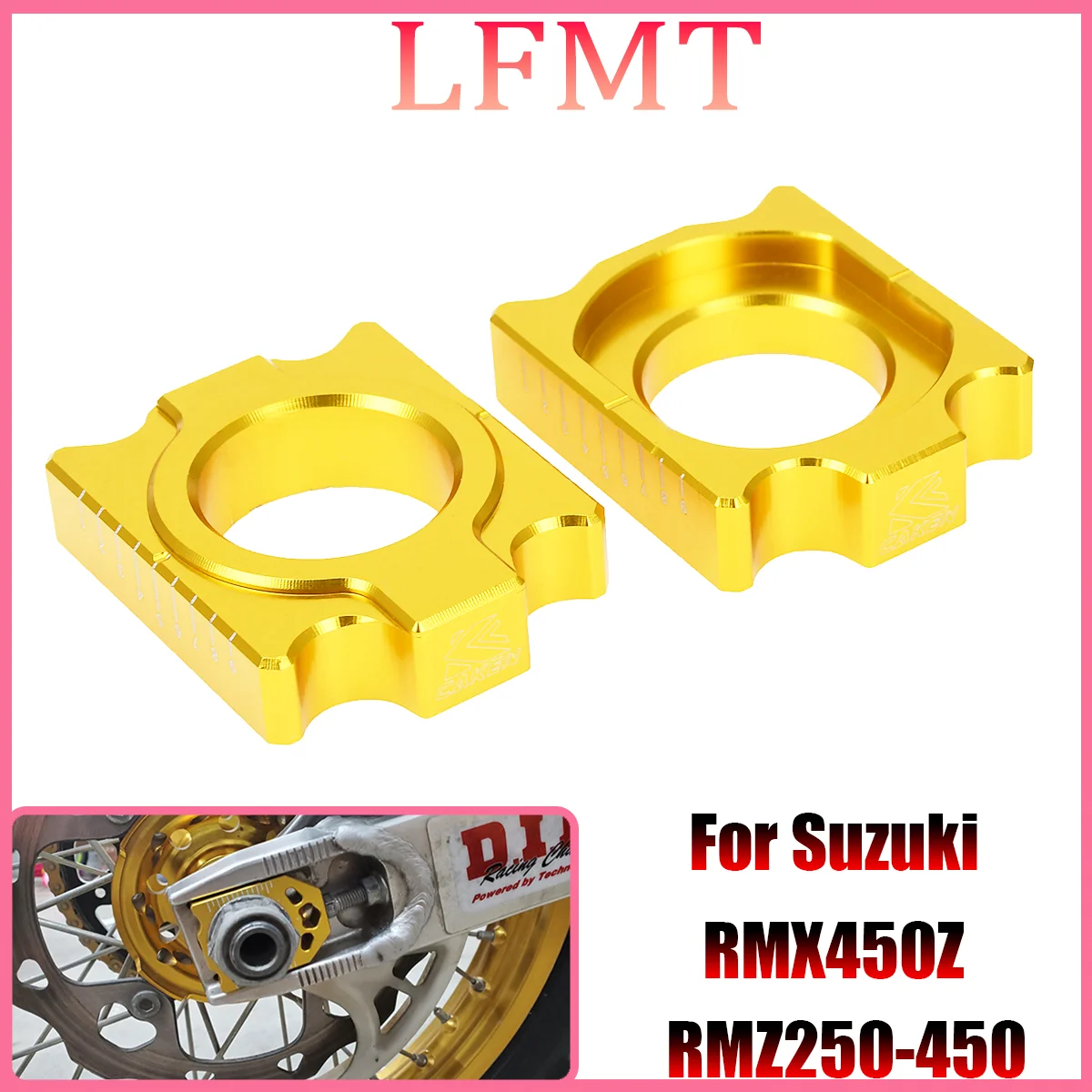 

Motorcycle CNC Rear Axle Block Chain Adjuster For Szuki RMZ250 RMZ450 RM Z 250 450 RMX450Z RMX 450Z 2004-2015 2016 2017 2018