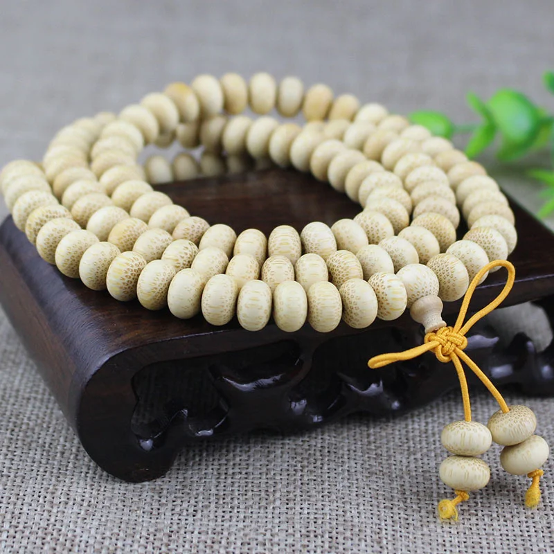 Gold Silk Bamboo Bracelet 108 Buddhist Beads Abacus Beads 6 * 9mm Men and Women Wooden Stationery Solid Bamboo Amulet