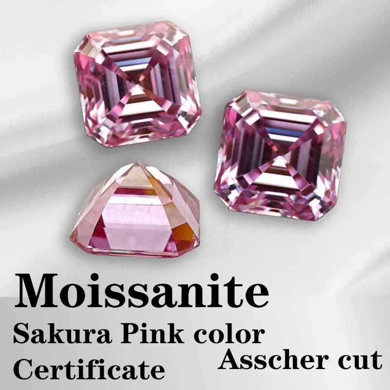 

Муассанит VVS1 квадратной формы, огранка Ашер, цвет сакура-розовый, с сертификатом, синтетический драгоценный камень
