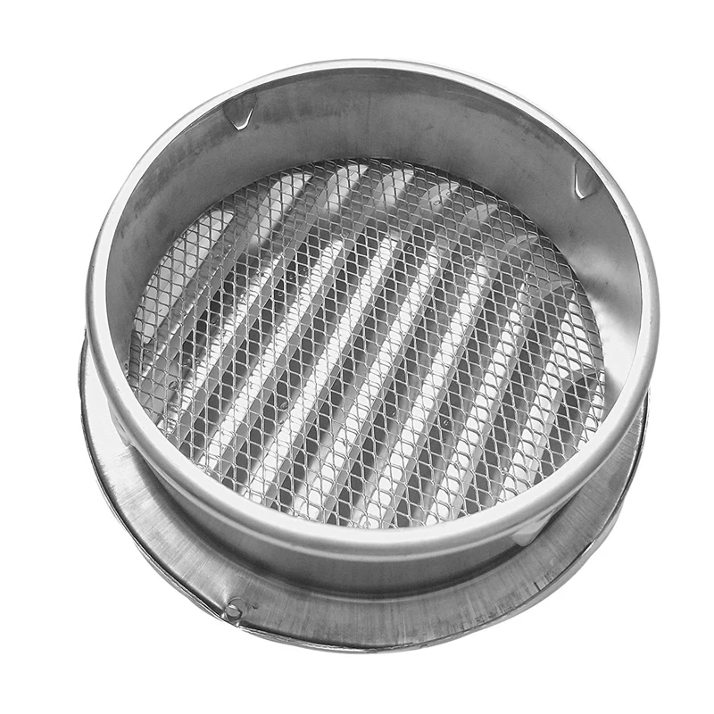 Stainless Steel Air Vents, Louvered Grille Cover Vent Hood Flat Ducting Ventilation Air Vent Wall Air Outlet With Fly Screen Mes