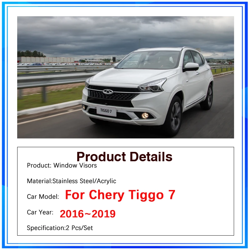 Fit For Chery Tiggo 7 2016 2017 2018 2019 Car Window Sun Rain Visor Rainproof Deflector Shelter Rain Guard Shade Car Accessories