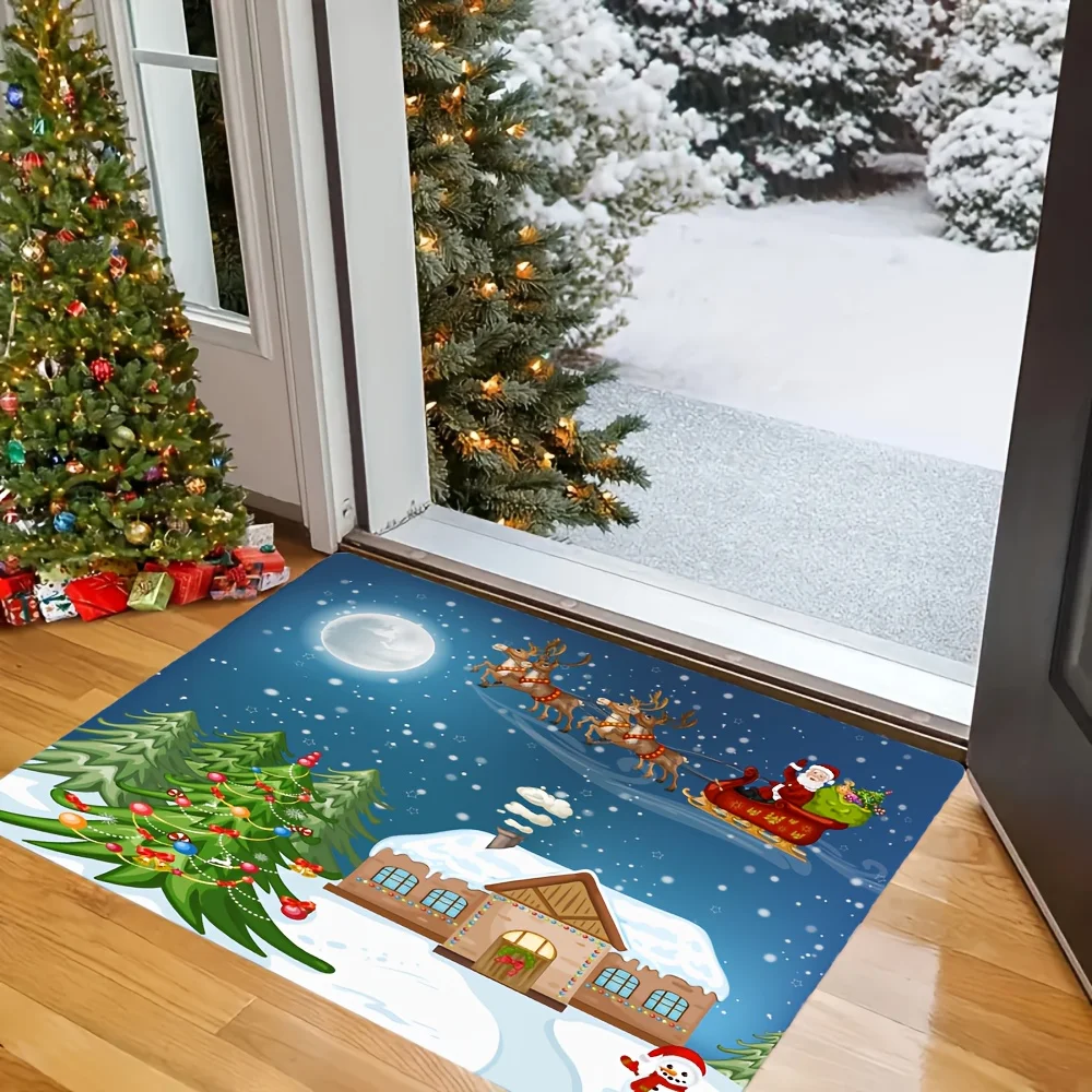 Summer Beach Doormat Colorful Flip Flops Seaside Wave Print Floor Mat Indoor Entrance Rug Tropical Holiday Front Door Decor