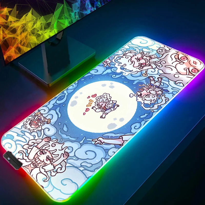 

RGB LED Mouse Pad One Piece Luffy Office Desk Mat Rubber Keyboard Pad Computer Game Mousepad PC Accessories Mouse Mat Tablet Pad