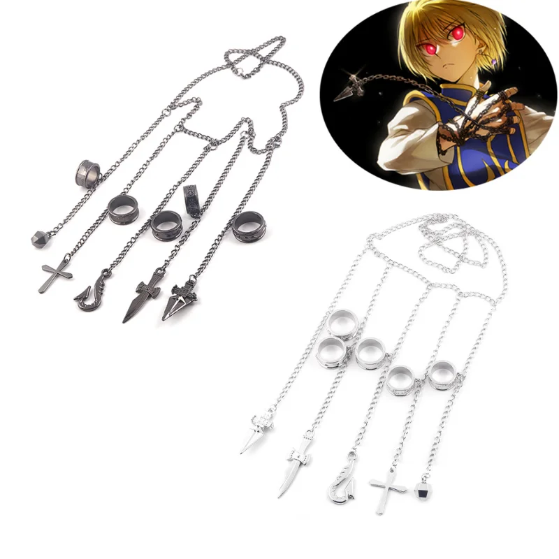 Anime Hunter X Hunter Kurapika Kette Ringe Frauen Männer Cosplay 1:1 Metall Anhänger Kleidung Schmuck Requisiten Halloween Cos Dekoration