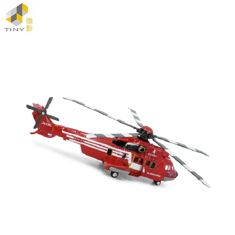 TINY 1:144 Super Pu-ma Helicopter Red Alloy Simulation Model Aircraft