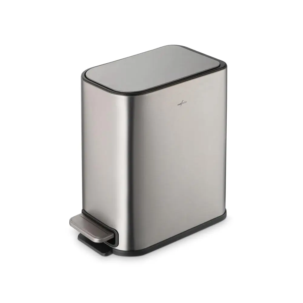 

Slim 1.3 Gallon Stainless Steel Pedal Trash Can with Soft Close Lid for Narrow Spaces – Small