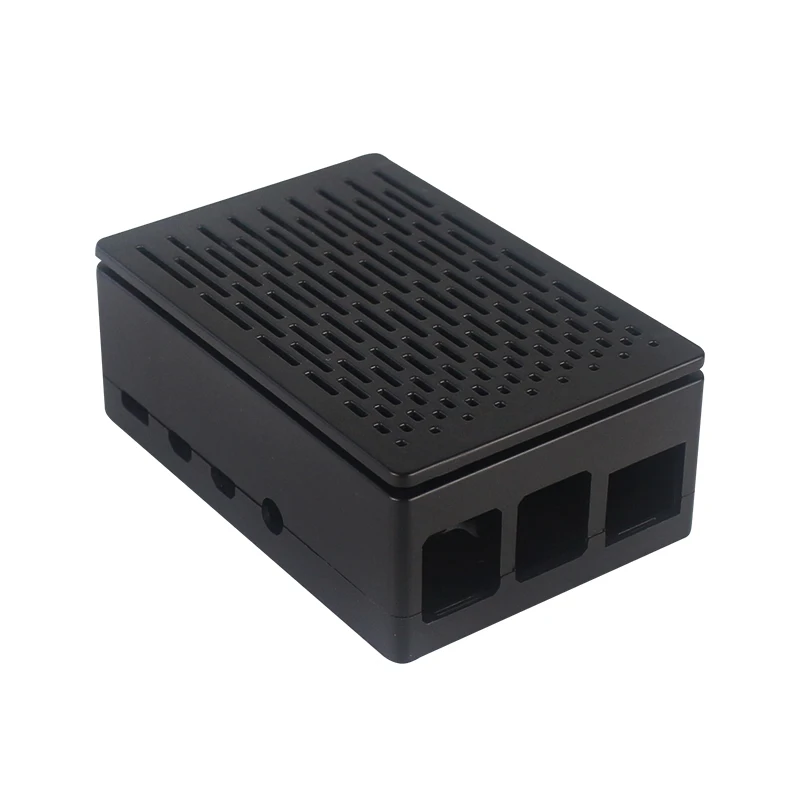 Raspberry Pi 4, Modell B, ABS-Gehäuse, Gitter-Kühlgehäuse mit Lüfter, schwarzes transparentes Kunststoffgehäuse für Raspberry Pi 4