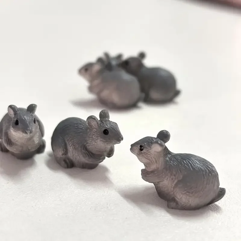 5/10 Pcs Mini Miniatures Gray Mouse Resin Figurines, Fairy Garden Accessories, Micro Landscape DIY Craft Home Decoration