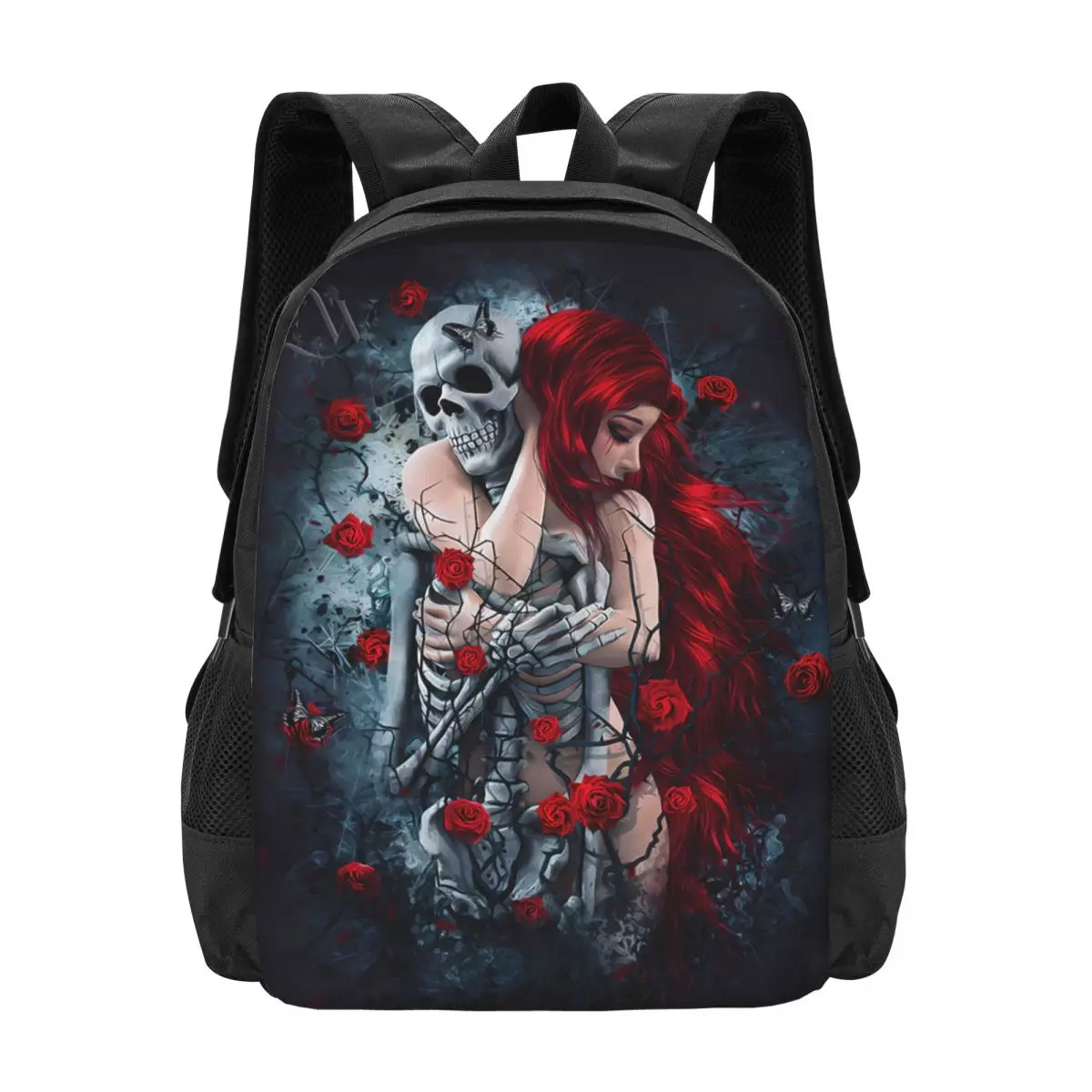 Sac à dos pour ordinateur portable de voyage pour hommes et femmes, sac d'ordinateur pour l'école, l'école et les affaires, cadeau de poubelle de document sombre, jour de la fille, tête de mort, mariée