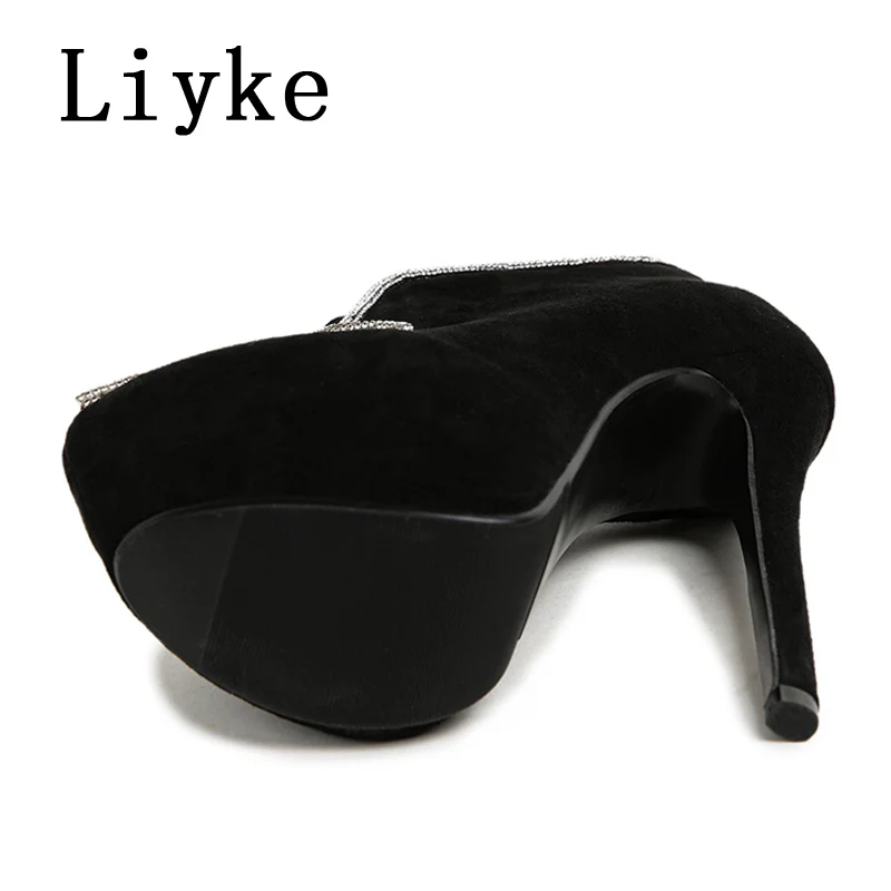 Liyke Runway Mode Kristall Strass Schmetterling Knoten Plattform High Heels Damen Party Prom Schuhe Frauen Pumps Stilettos Mujer