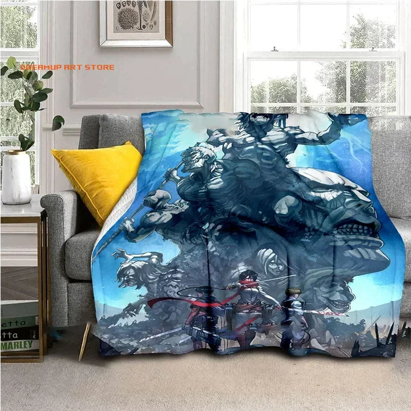 2026 3d Print ATTACK ON TITAN Cartoon Plush Blanket Lightweight Home Sheet Sofa Cover Portable Travel Warm Blanket For All Seaso