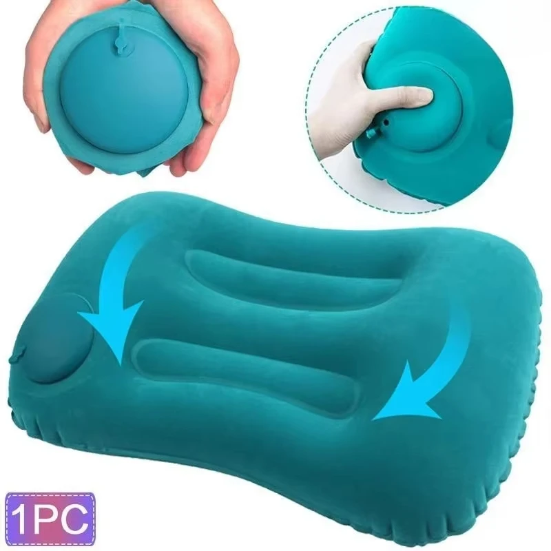 

portable Inflatable Square Pillow Flocking travel neck pillow foldable waist pillow Comfortable Travel Camping Plane Pillow 1PC