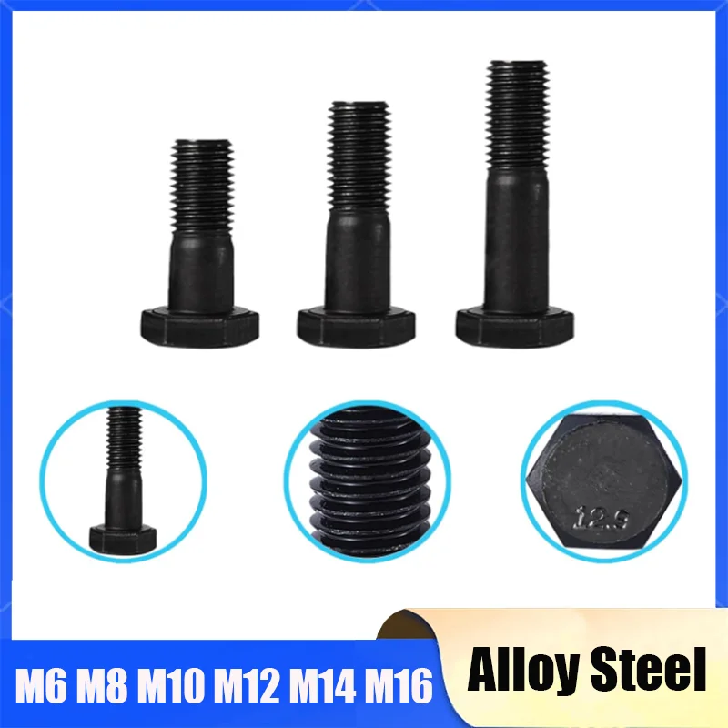 1/2Pcs M6 M8 M10 M12 M14 M16 Black Grade 12.9 Steel Half Tooth External Outside Hex Hexagon Head Screw Bolt
