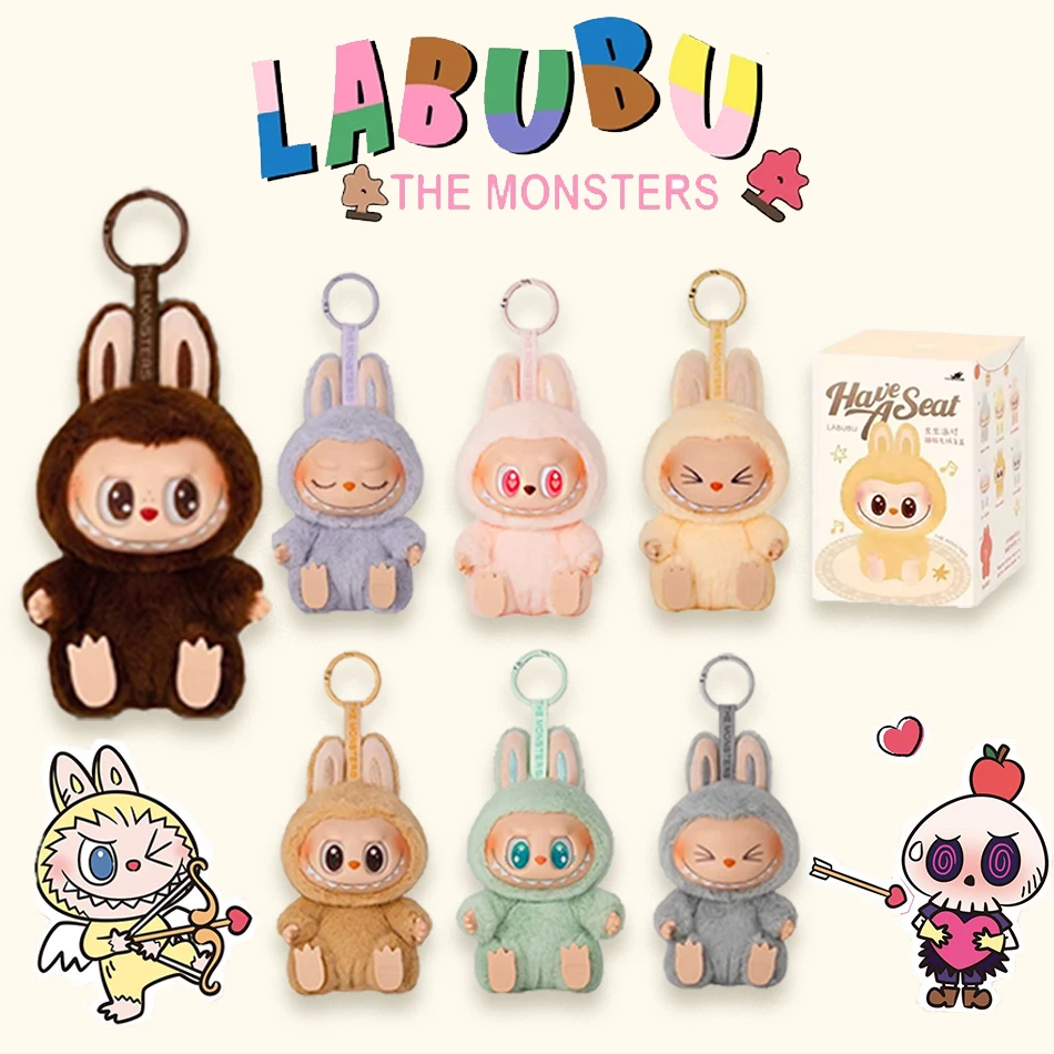 

In Stock Hot Anime Figure Labubu Have A Seat Series PVC Pendant Doll Model Toy Kawaii Monster Replica Keychain Toy Birthday Gift