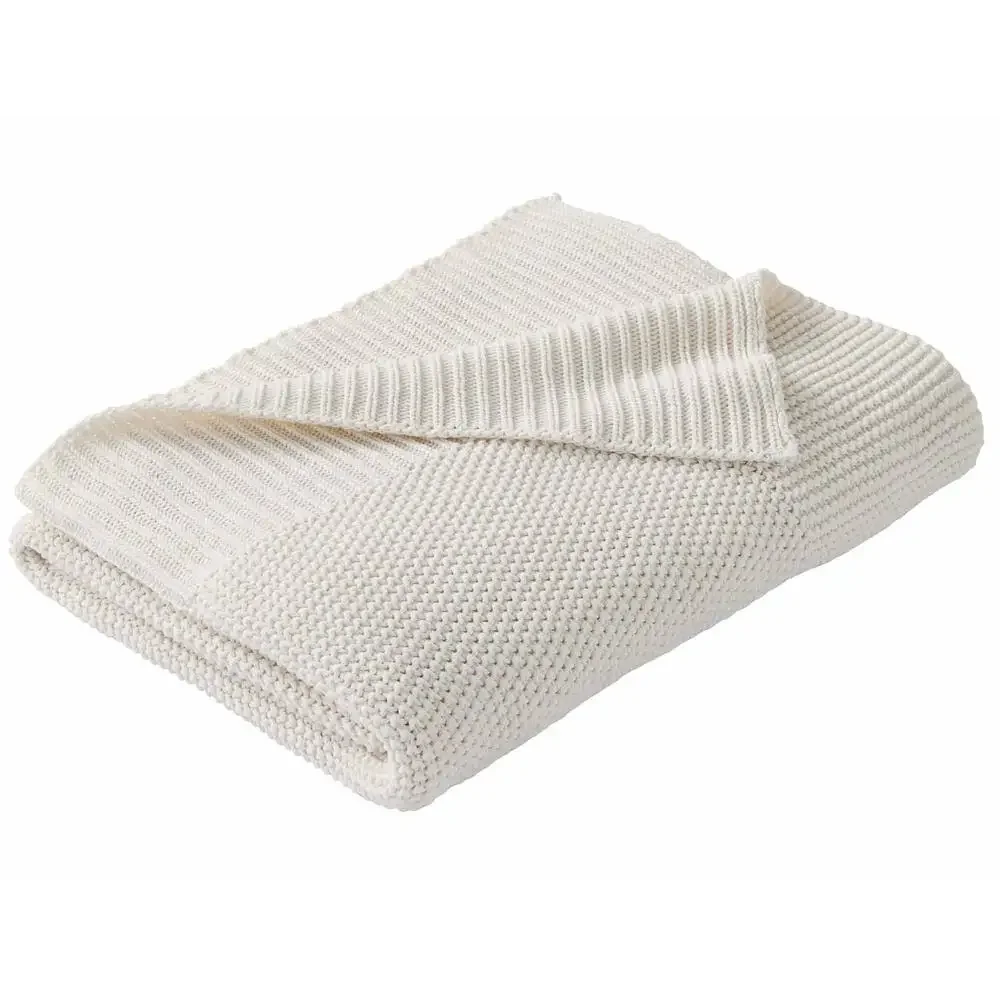 Knit Papyrus Throw Cotton Recycled Polyester Reversible Breathable 50