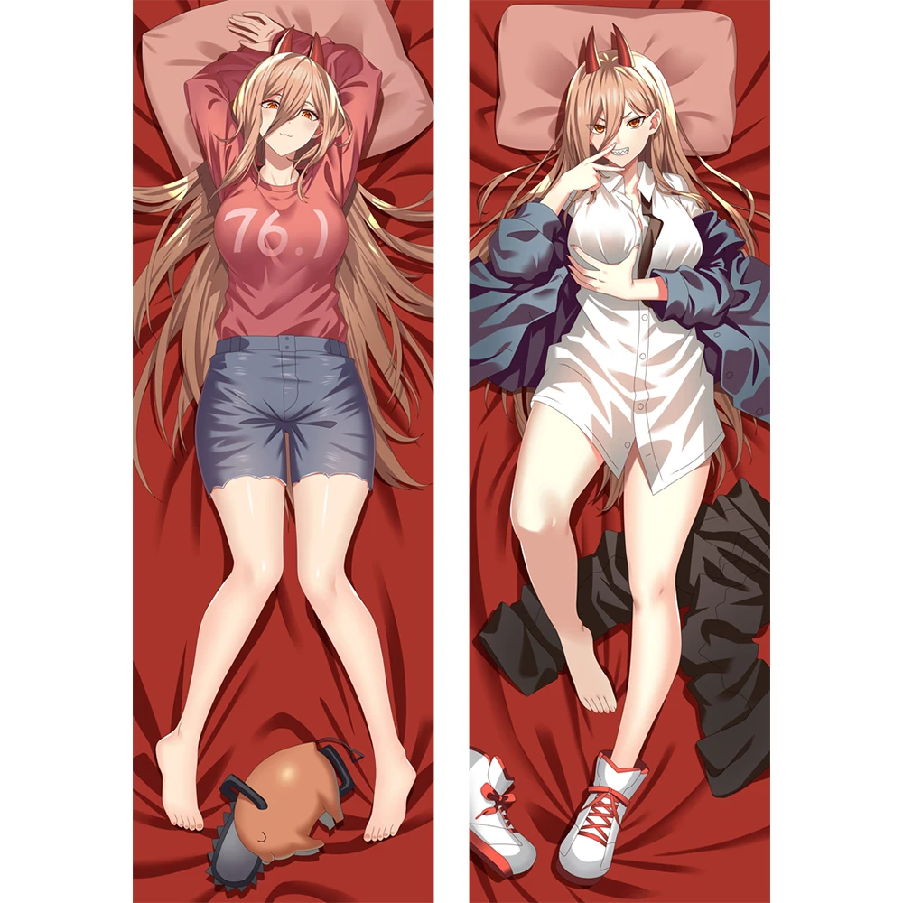 Anime Pilowcase Chainsaw Man Power Game, Dakimakura Hugging Body Taie d'oreiller, Otaku Girlfriend Gift, Waifu Pilowcase, Home Decor