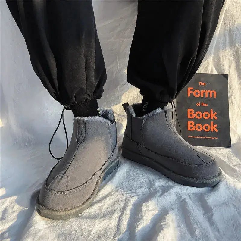 

​Men's 2025 New Winter High Top Snow Boots Fleece Insulated Thickened Solid Casual Cotton Shoes with Height Boost​