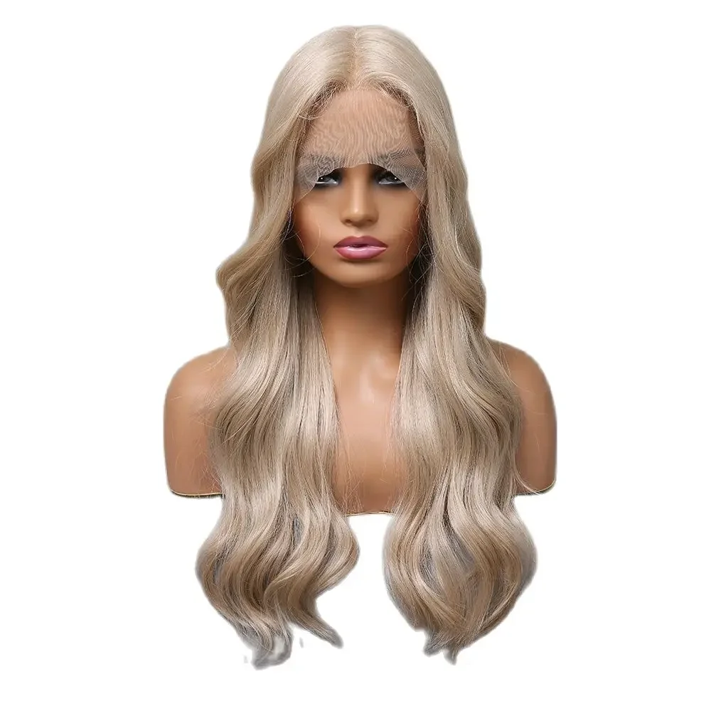 HENRY MARGU Natural Wavy Lace Synthetic Wig Pre Plucked Blonde Long Daily Lace Frontal Hair Wig for Women Cosplay Heat Resistant