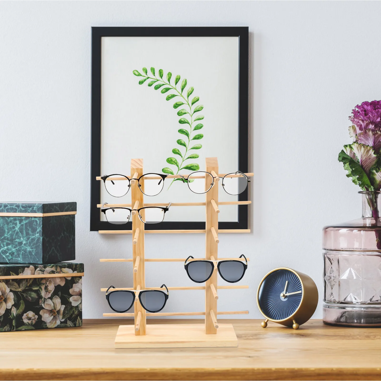 

Wood Glasses Rack Sunglasses Display St Holder Large Capacity Storage Box Eyewear ganizer Home Store Wooden Style Jewelry