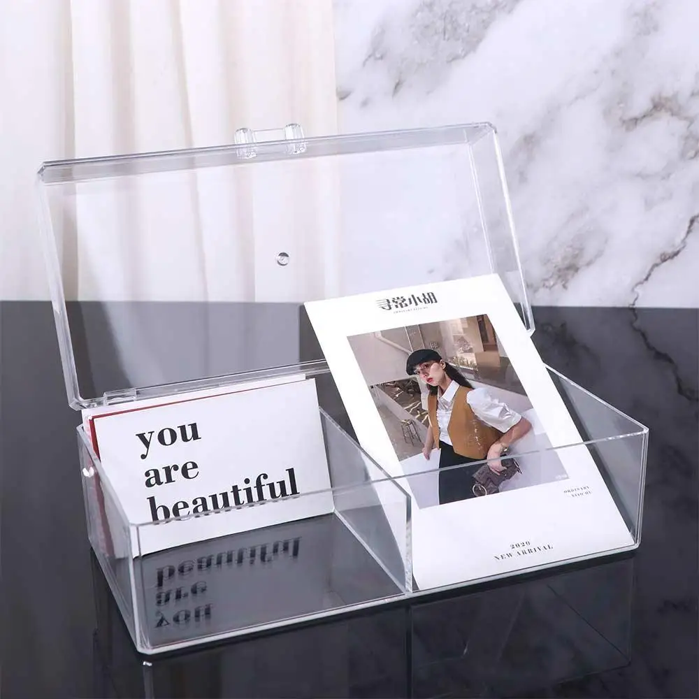 Large Capacity Photo Card Storage Box DIY Acrylic Make Up Organizer Rectangular Saving Space Container Case with Lid Kitchen