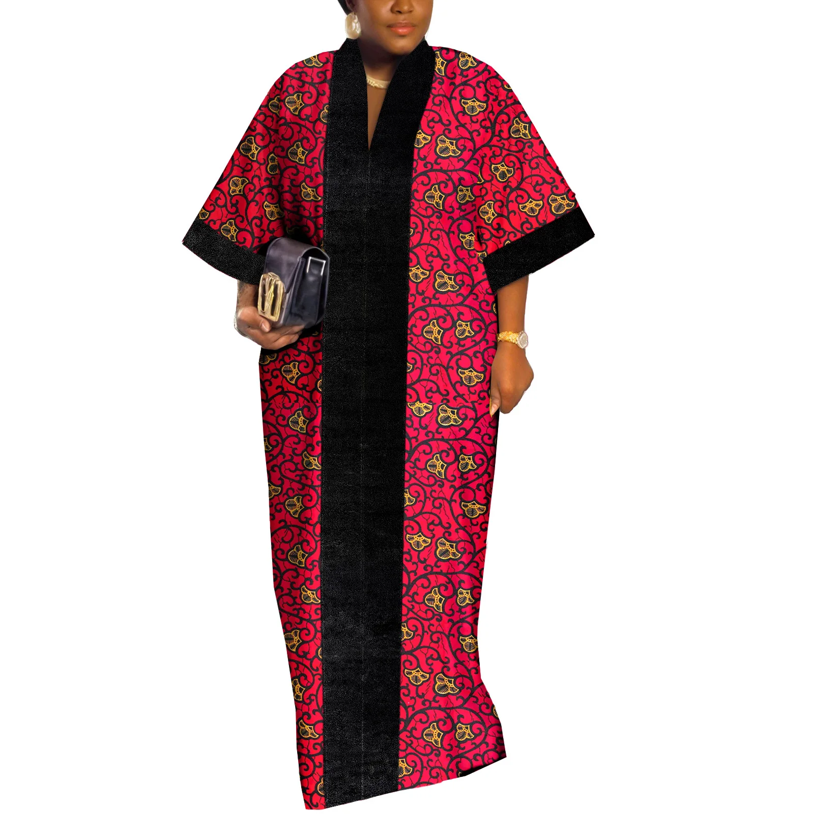 

African Attire for Women Dashiki Kaftan Plus Size Long Cardigan Kente Ankara Caftan Velvet Kimono One Size