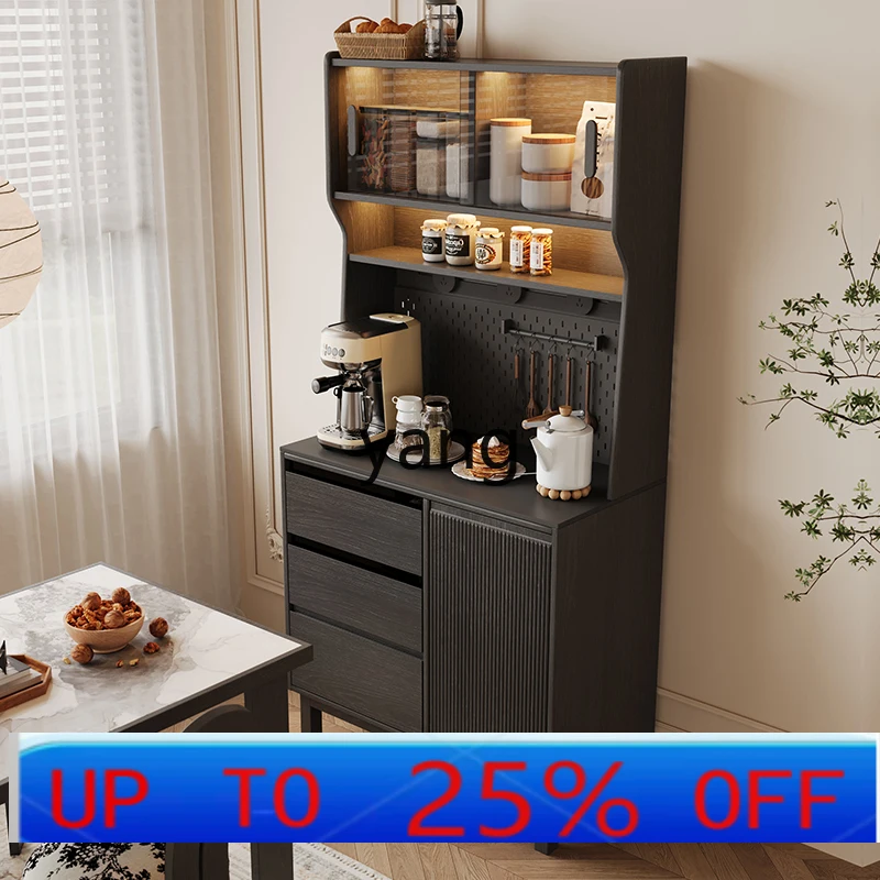 

LH retro black rock slab small apartment household wine cabinet living room tea locker