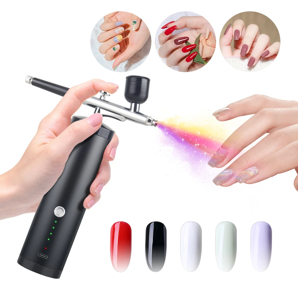 

Newest 1800MA Portable Airbrush with Compressor for Nails Cake Tattoo Makeup Paint Air Spray Gun Oxygen Injector Power Display