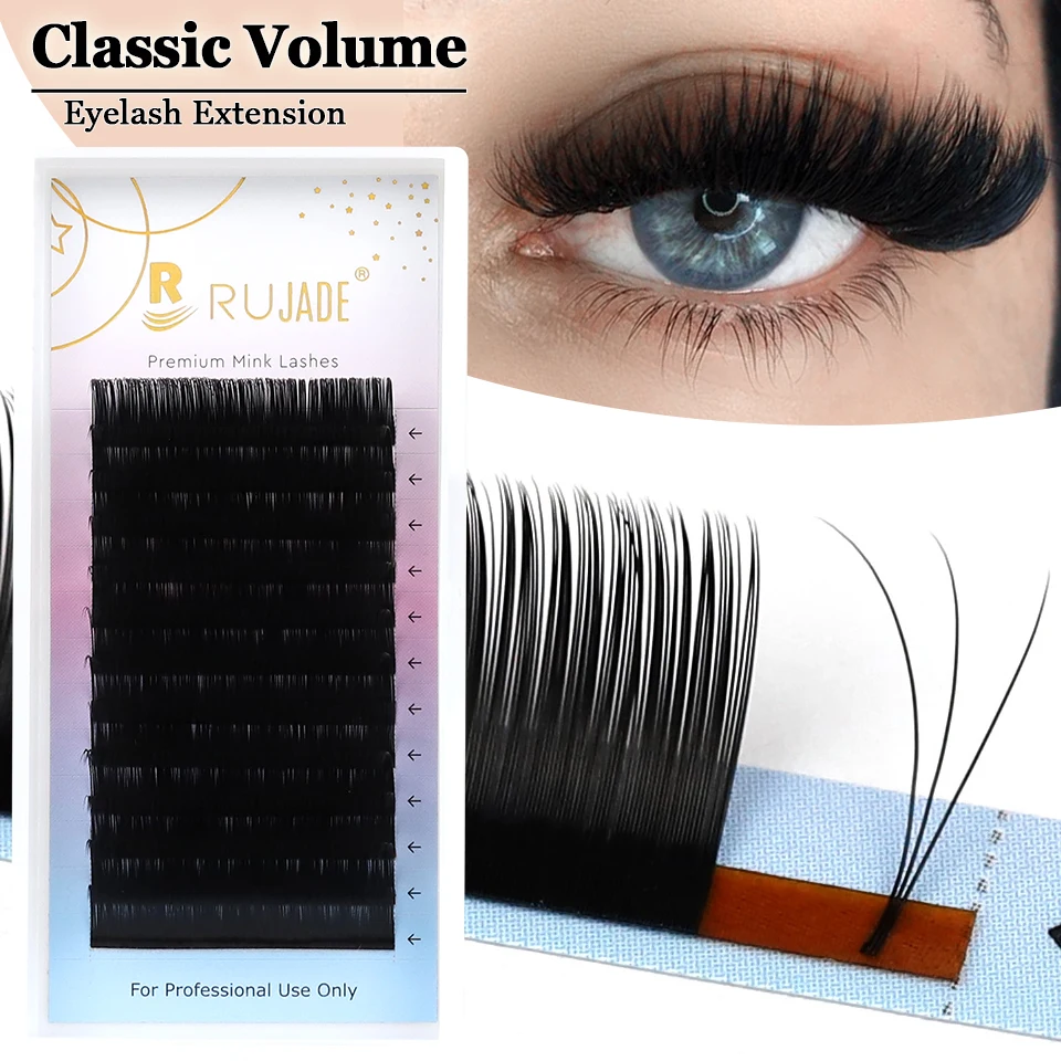 

RUJADE Russian Classic Volume Eyelash Extension 0.03 0.05 0.07 Premium Individual Handmade Lashes Fans False Mink All Size Cilio