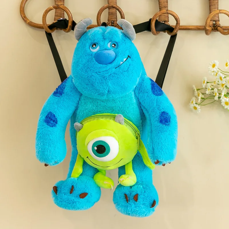 MINISO Disney Cartoon Monsters University Sullivan Doll Plush Backpack Bag Versatile Cartoon Blue Fur Monster Big Eyed Backpack