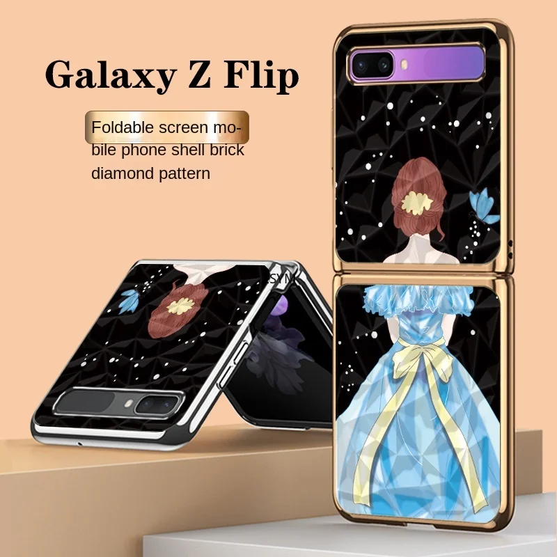 Princess Painting Case Is Applicable To Samsung Galaxy Z Flip 5g Luxury Plated Diamond Anti Mobile Phone Shell Z Flip Bumper