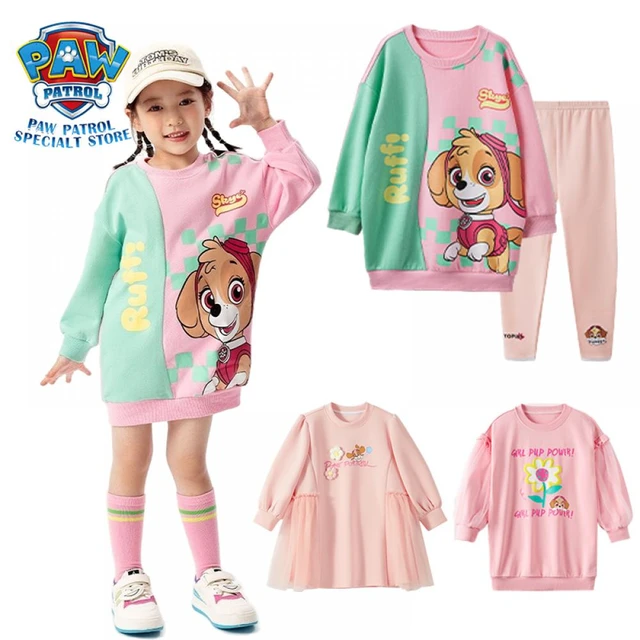 2023 New Paw Patrol Autumn winter children s clothing Marshall Ryder Sky print mid length sweater dress sweatshirt girl cloths AliExpress