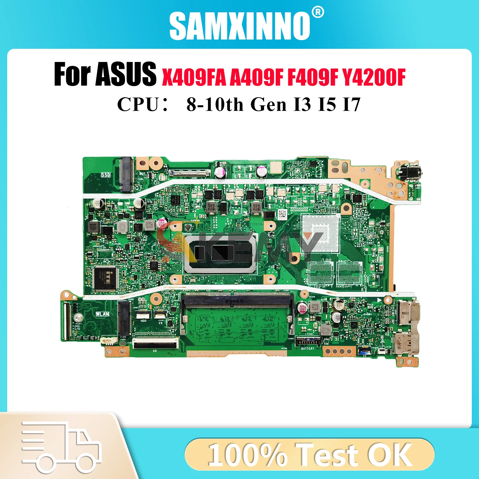 

X409FA Материнская плата для ноутбука ASUS A409F X409FJ X409FB X409FAC Y4200F X409FL X409F F409F Материнская плата с процессором I3 I5 I7 100% тестирование